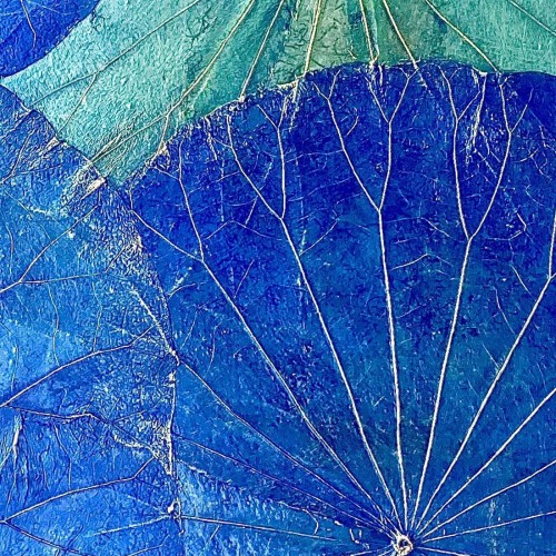 Wanddekor Lotus, blau - ca. 48x48x4 cm